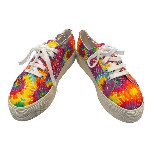 NEW with Tag Superga Tie Dye Fabric Fantasia Platform Sneakers 7.5 38 - Picture 4 of 6
